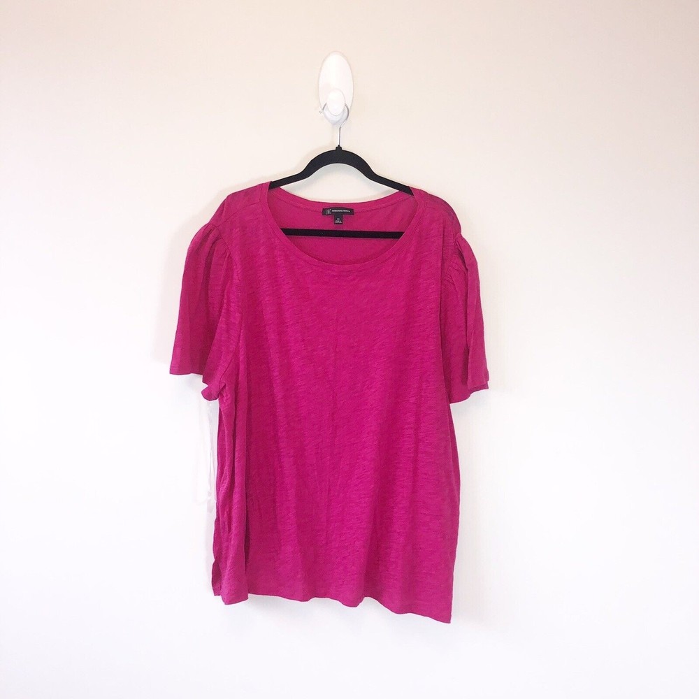 Inc International Concepts Jazzy Pink T-Shirt Puff Sleeve Cotton Size 4X NWT’s